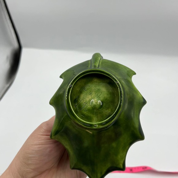 Handmade Glazed Ceramic Vintage Holly Berry Candelabrum Christmas Red Green '76 - Picture 4 of 9